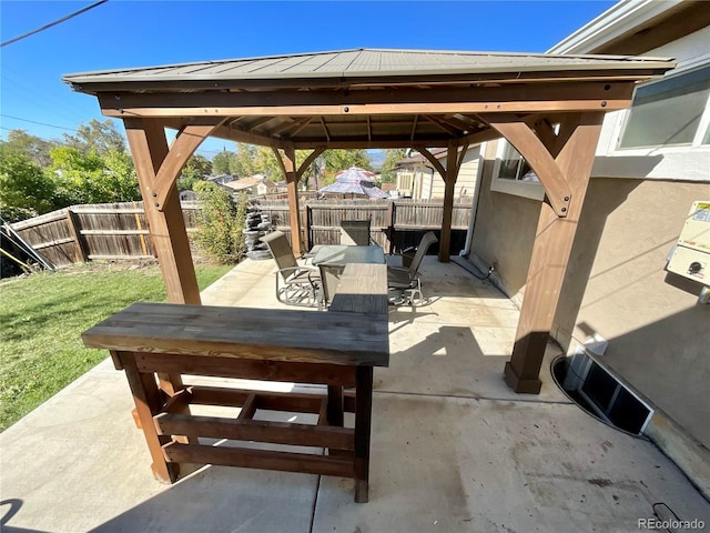 view of patio featuring a gazebo