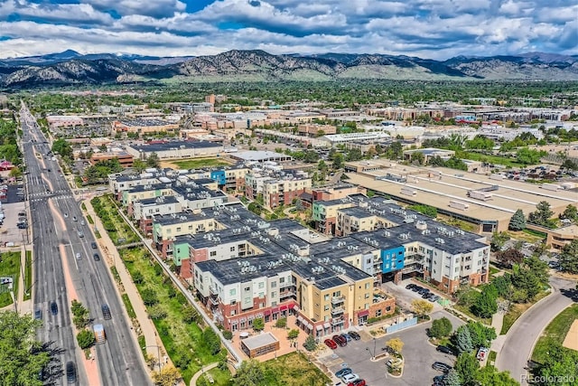 bird's eye view featuring a mountain view