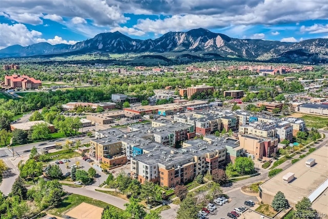 drone / aerial view with a mountain view