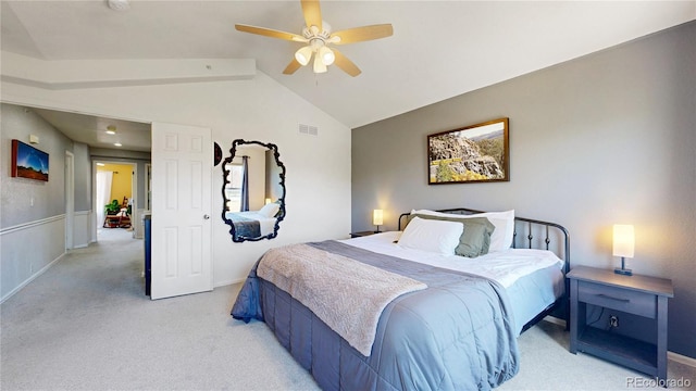 9758 Laredo St Unit 22D, Commerce City, CO 80022 - bedroom featuring vaulted ceiling, light colored carpet, baseboards, and visible vents
