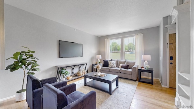 9758 Laredo St Unit 22D, Commerce City, CO 80022 - living room with light wood-type flooring and a textured ceiling