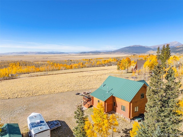 birds eye view of property with a mountain view