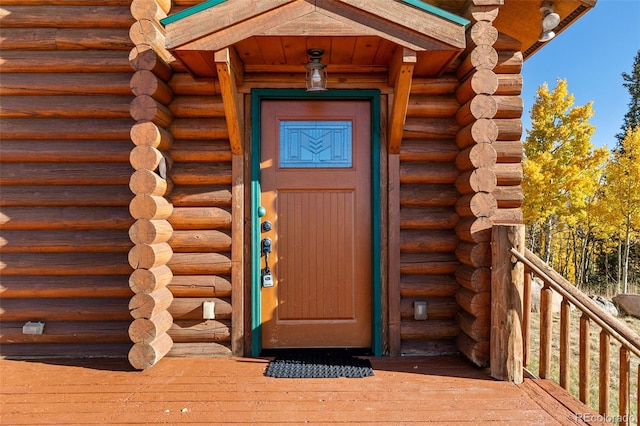 1052 Boreas Cir, Jefferson, CO 80456 - doorway to property with log siding