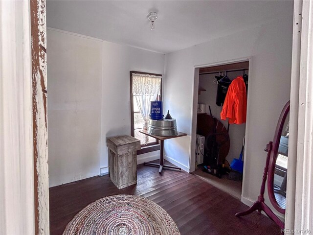 bedroom featuring a closet and dark hardwood / wood-style flooring