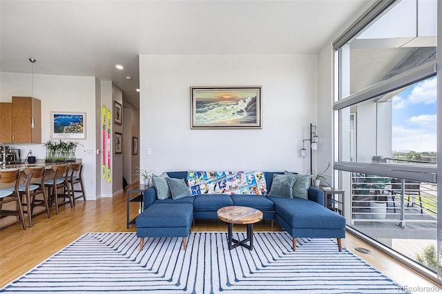 2958 Syracuse St Unit 403, Denver, CO 80238 - living area featuring plenty of natural light, light wood finished floors, recessed lighting, and baseboards