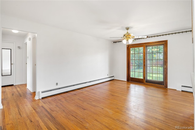 1840 E 84th Ave, Denver, CO 80229 - empty room with a baseboard heating unit, a ceiling fan, and light wood finished floors