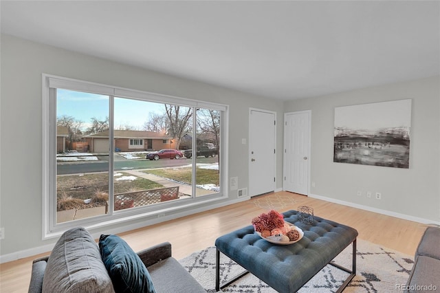 living room featuring light hardwood / wood-style floors