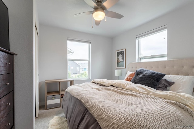 2829 W 53rd Ave Unit 104, Denver, CO 80221 - bedroom with light carpet and ceiling fan