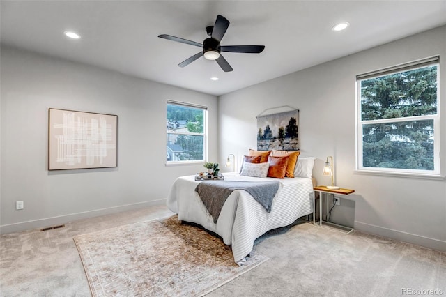 265 Upper Glenway, Palmer Lake, CO 80133 - bedroom featuring carpet, recessed lighting, and ceiling fan