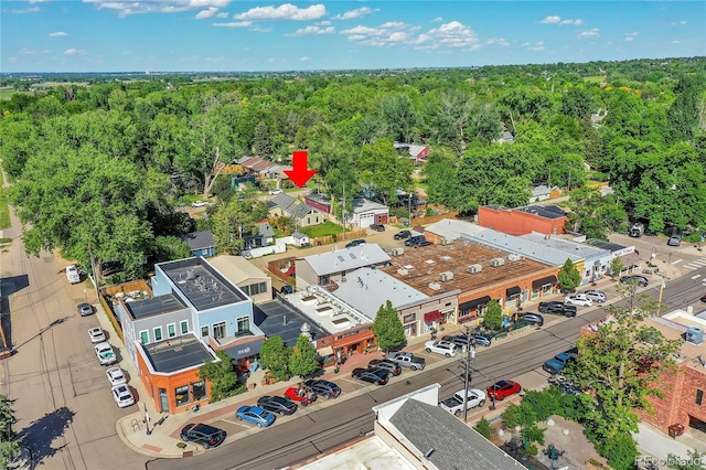 drone / aerial view with a forest view