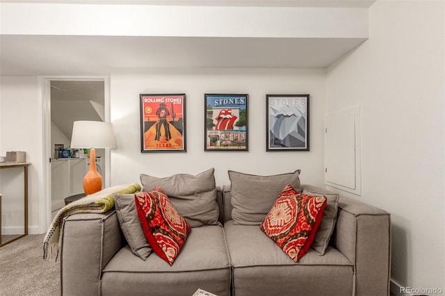 view of carpeted living area