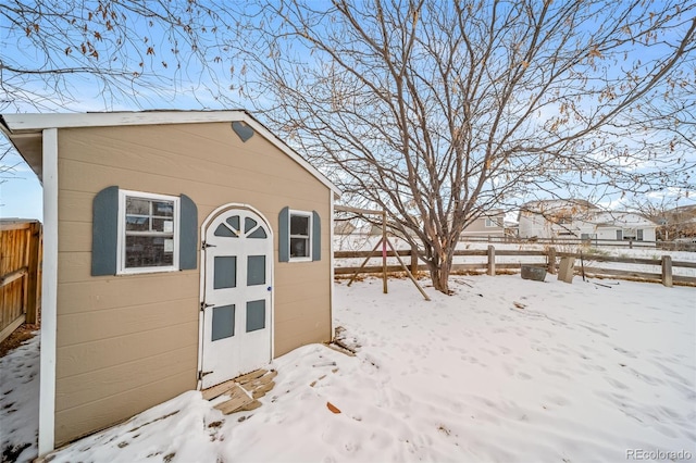 view of snow covered structure