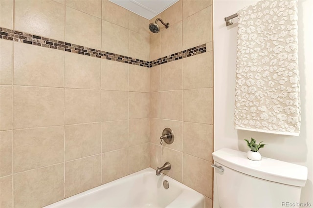 full bath featuring toilet and bathing tub / shower combination