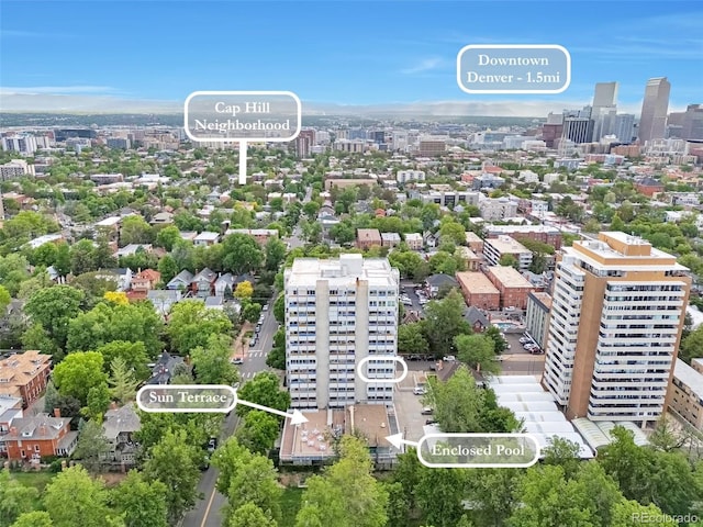 drone / aerial view featuring a view of city