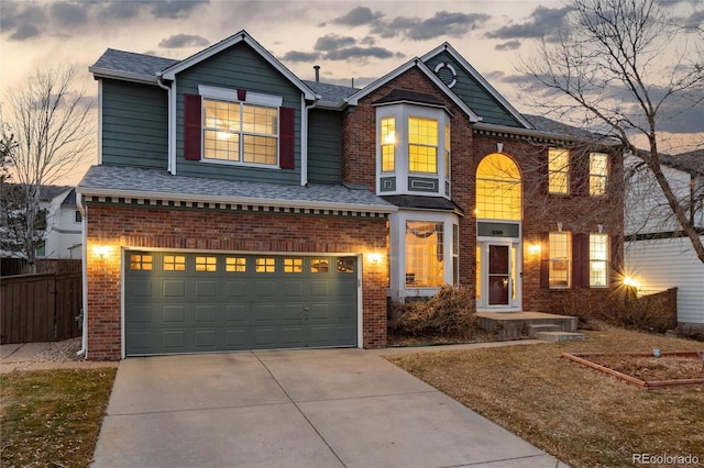 view of front of home featuring a garage