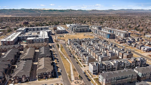 bird's eye view featuring a mountain view and a residential view