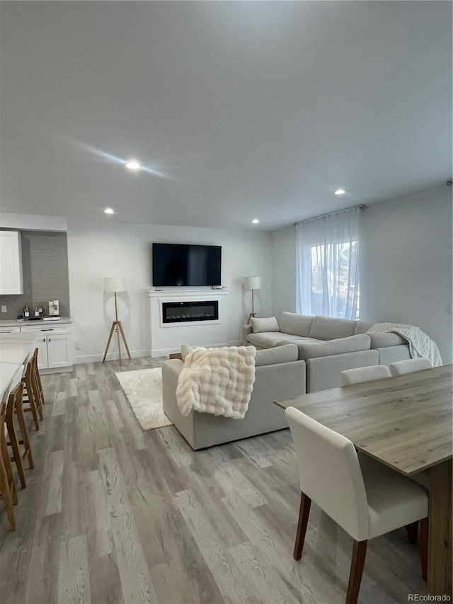 living room featuring light wood-type flooring