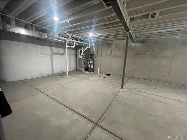 basement with electric water heater