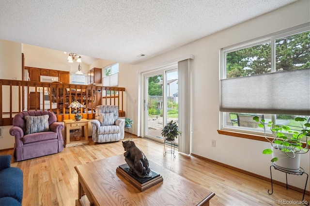 5513 S Yank Ct, Littleton, CO 80127 - living area featuring light wood-type flooring, healthy amount of natural light, and a textured ceiling