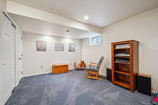 5513 S Yank Ct, Littleton, CO 80127 - sitting room featuring dark carpet and recessed lighting