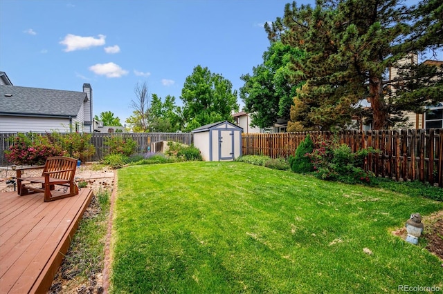 5513 S Yank Ct, Littleton, CO 80127 - fenced backyard with a storage unit and a deck