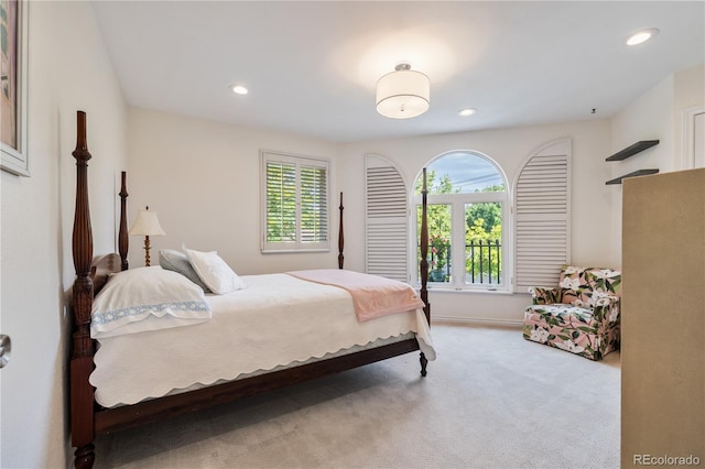 bedroom with carpet flooring and multiple windows