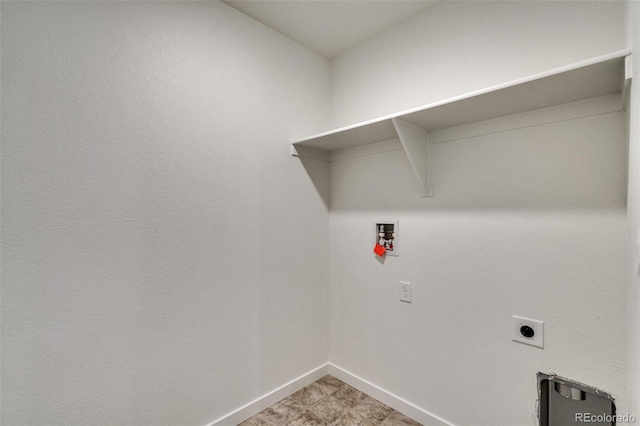 laundry area with hookup for an electric dryer and hookup for a washing machine