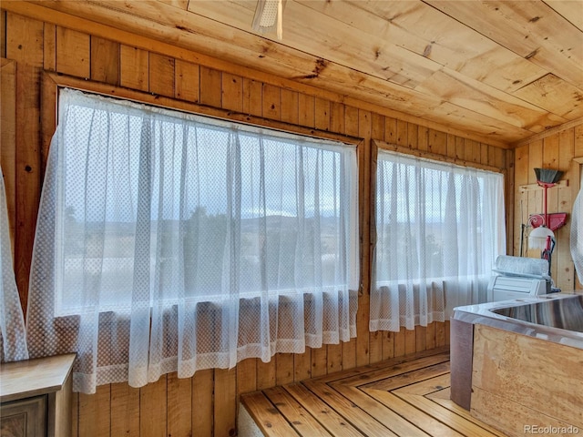 interior space featuring wood ceiling