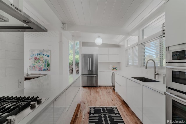 kitchen featuring plenty of natural light, white cabinetry, sink, and stainless steel appliances