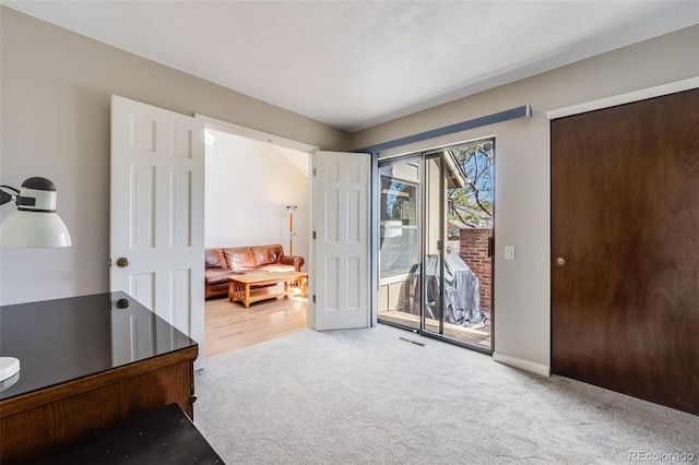 view of carpeted home office