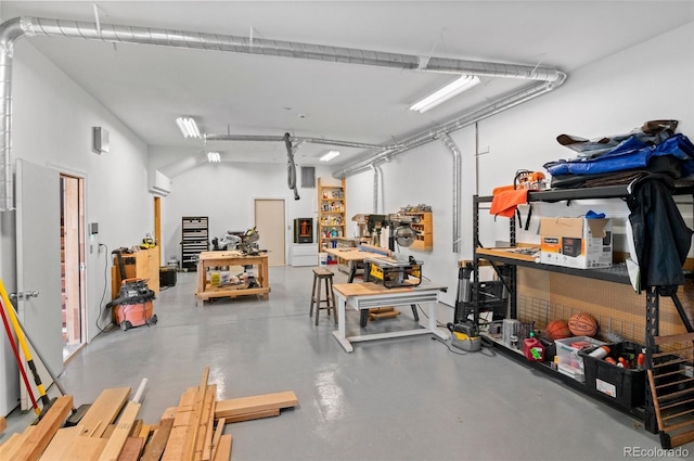 basement featuring a workshop area