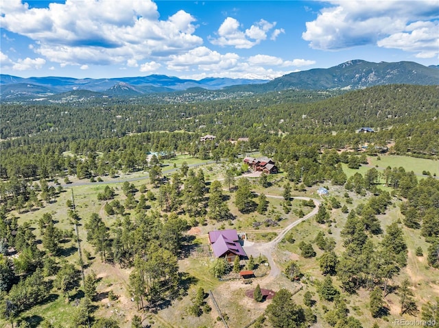 bird's eye view with a mountain view