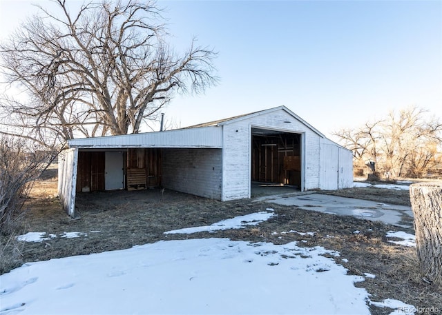 view of snow covered structure