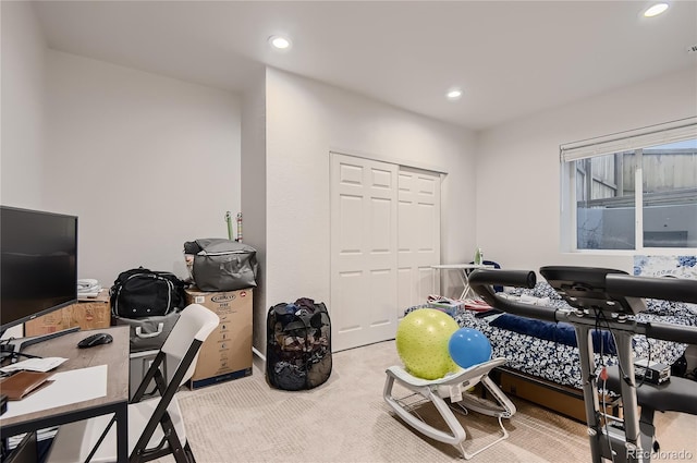 view of carpeted home office