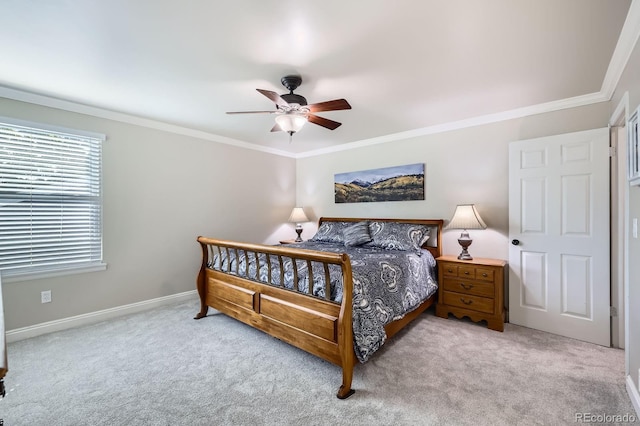 8985 W Quarto Pl, Littleton, CO 80128 - bedroom with carpet flooring, crown molding, and ceiling fan