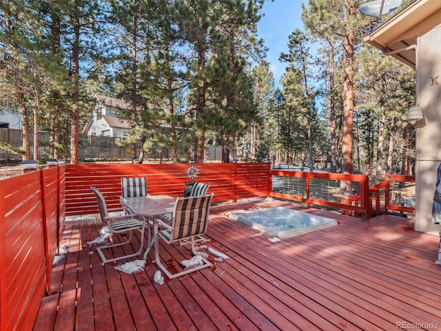 28735 Little Big Horn Dr, Evergreen, CO 80439 - wooden terrace featuring outdoor dining space