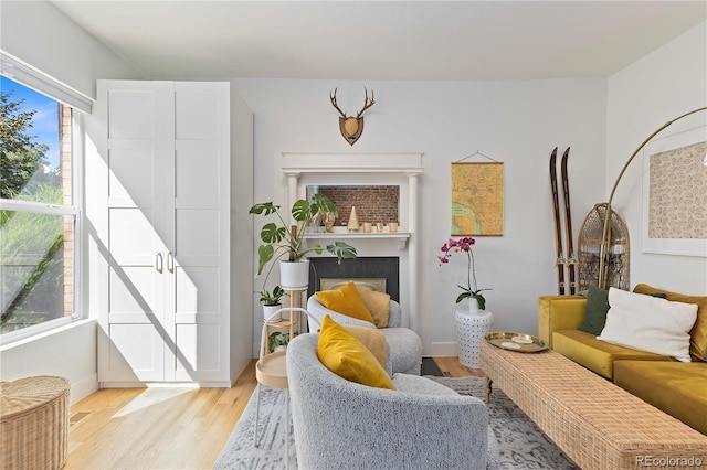 living area featuring light hardwood / wood-style flooring