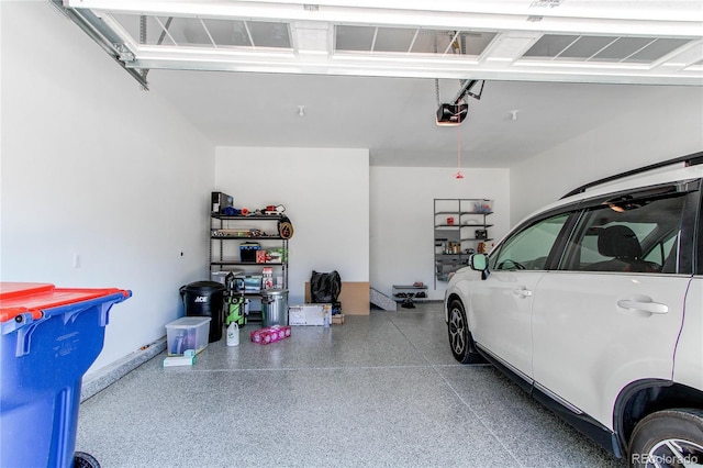 garage with a garage door opener