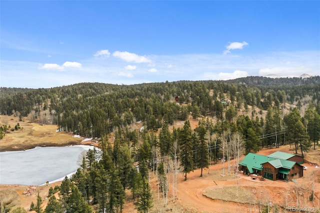 34 Nebraska Cir, Florissant, CO 80816 - birds eye view of property featuring a view of trees and a mountain view