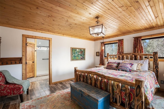 34 Nebraska Cir, Florissant, CO 80816 - bedroom featuring baseboards, wooden ceiling, and wood finished floors