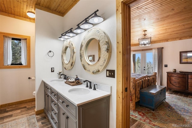 34 Nebraska Cir, Florissant, CO 80816 - full bathroom featuring plenty of natural light, wooden ceiling, wood finished floors, and a sink