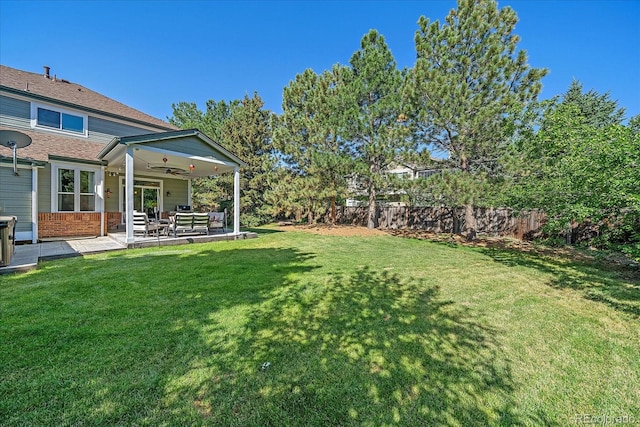 10421 Kennemere Ln, Parker, CO 80134 - view of yard featuring ceiling fan and a patio area