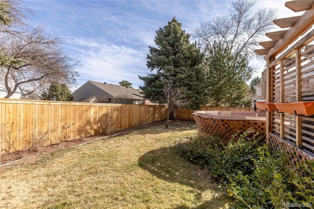 view of yard featuring a fenced backyard