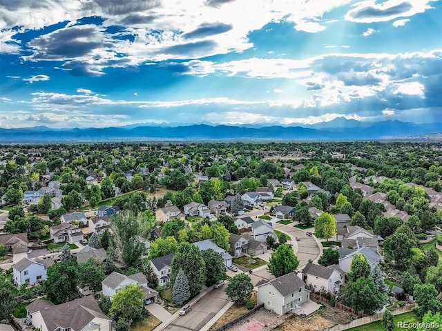 aerial view with a mountain view