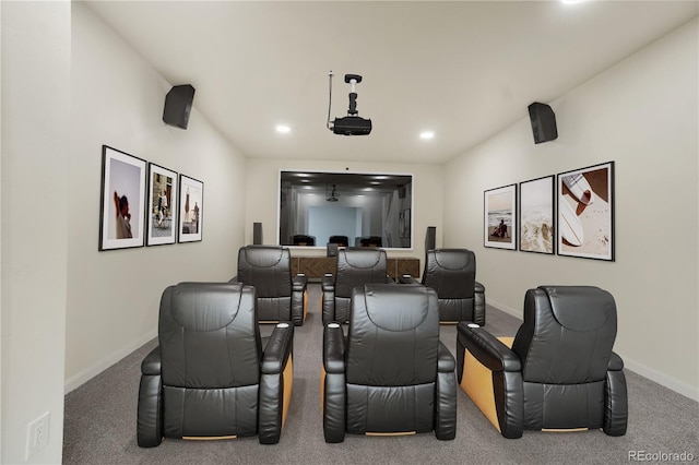 view of carpeted home theater