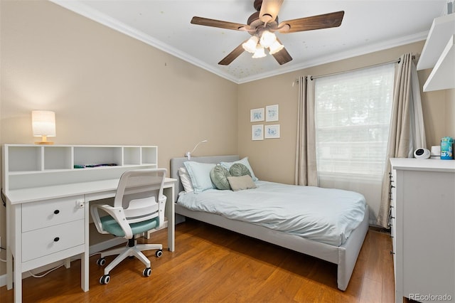 2763 Dharma Ave, Broomfield, CO 80020 - bedroom featuring light wood-style flooring, ornamental molding, and ceiling fan