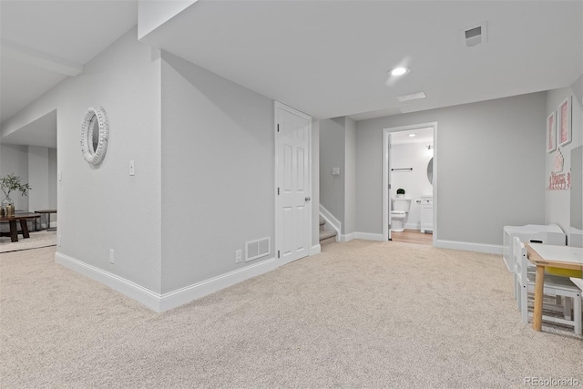 2763 Dharma Ave, Broomfield, CO 80020 - interior space featuring light colored carpet, stairs, and recessed lighting