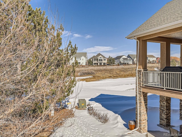 exterior space featuring a water view