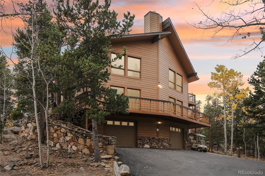 exterior space featuring a garage