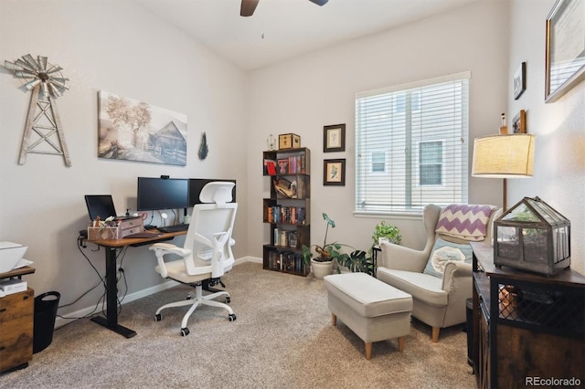 1488 Baguette Dr, Castle Rock, CO 80108 - carpeted office featuring a ceiling fan and baseboards